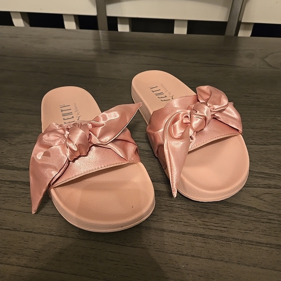 Puma Fenty Shoes - Elegant Pink Satin Bow Slippers